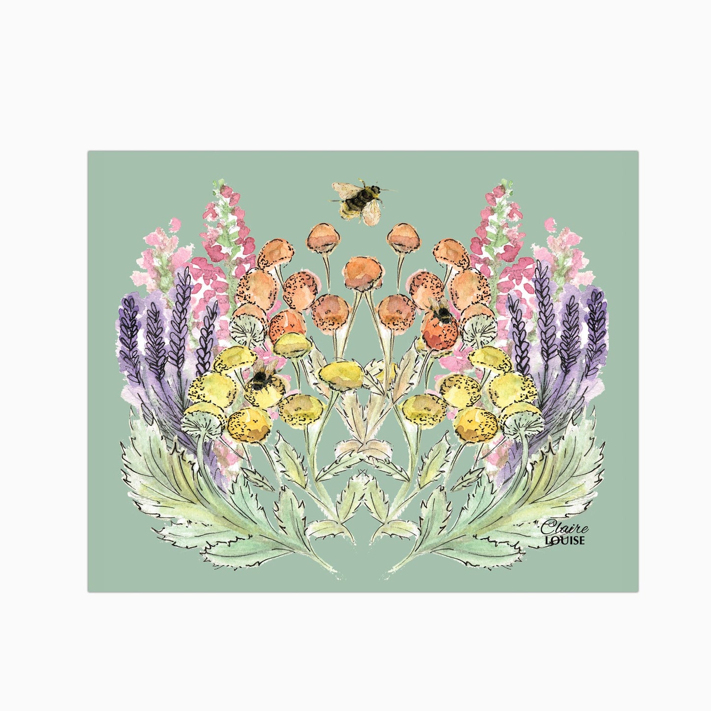 Sage Bloom Canvas Print Glass Kitchen Splashback