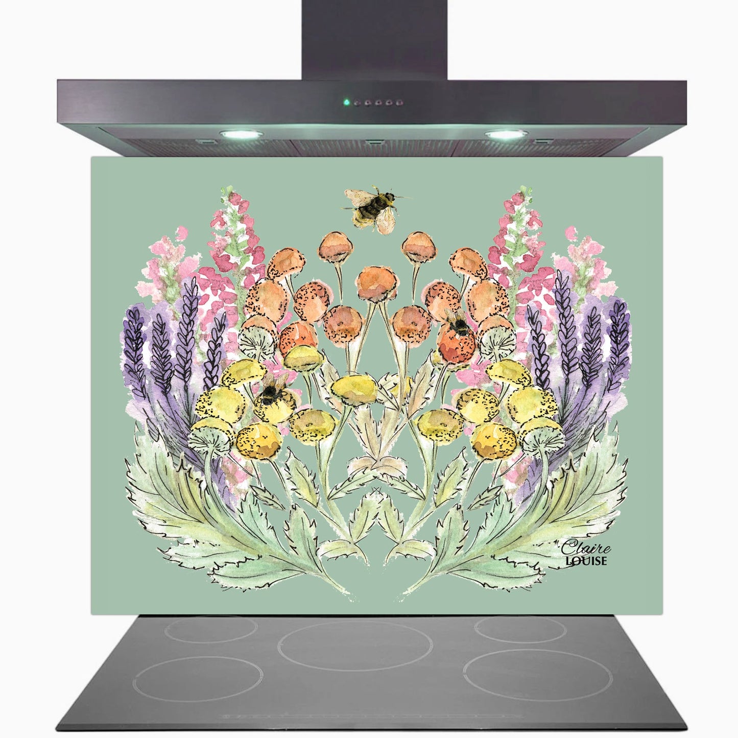 Sage Bloom Canvas Print Glass Kitchen Splashback