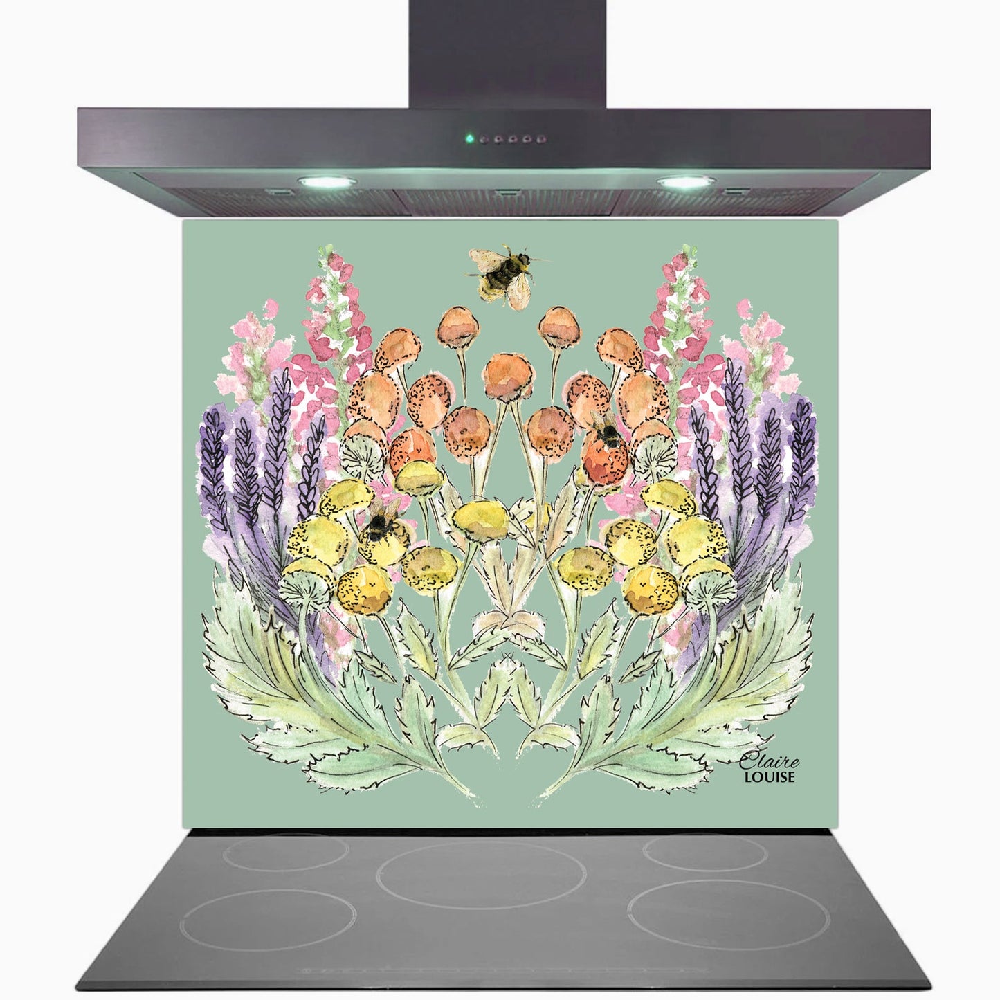 Sage Bloom Canvas Print Glass Kitchen Splashback