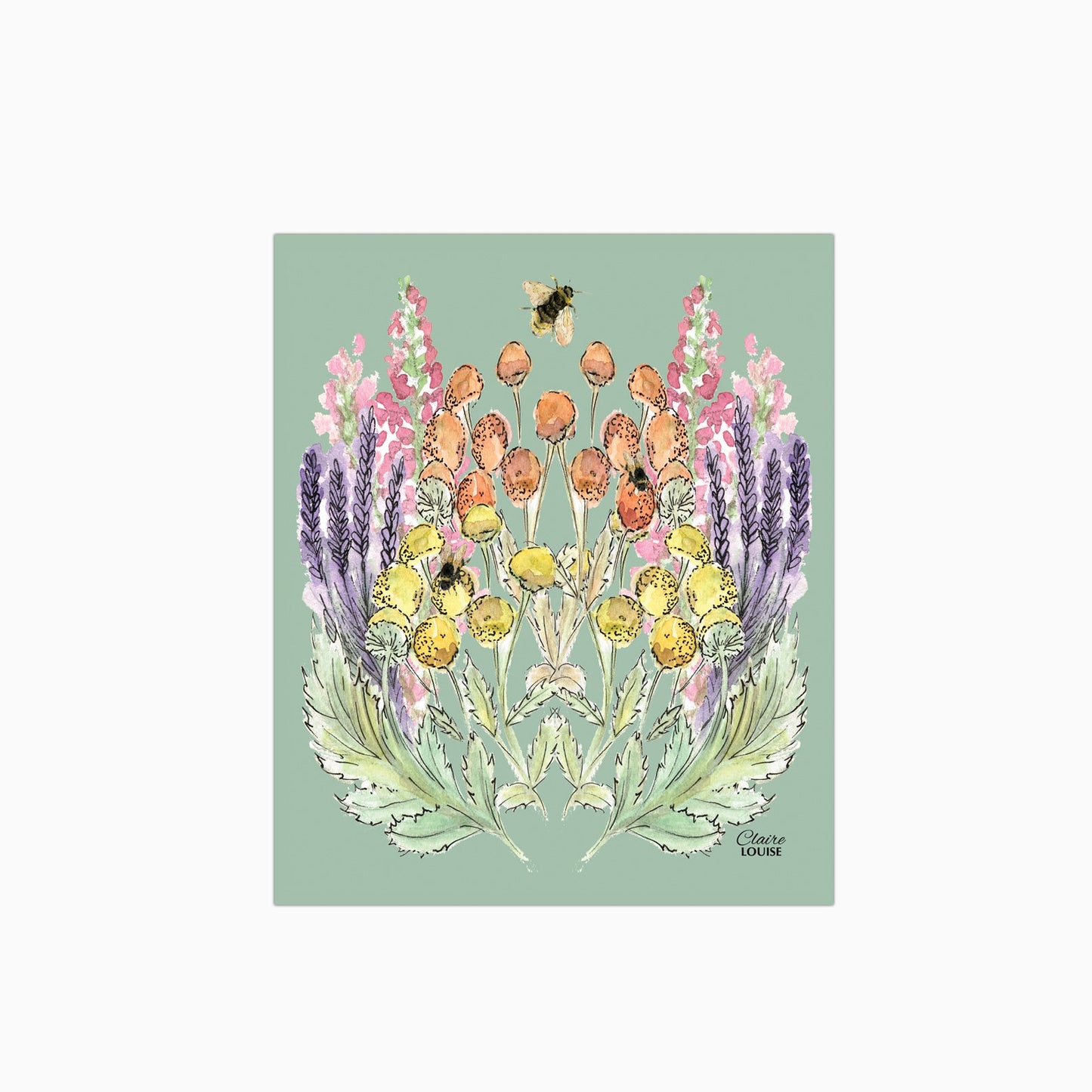 Sage Bloom Canvas Print Glass Kitchen Splashback
