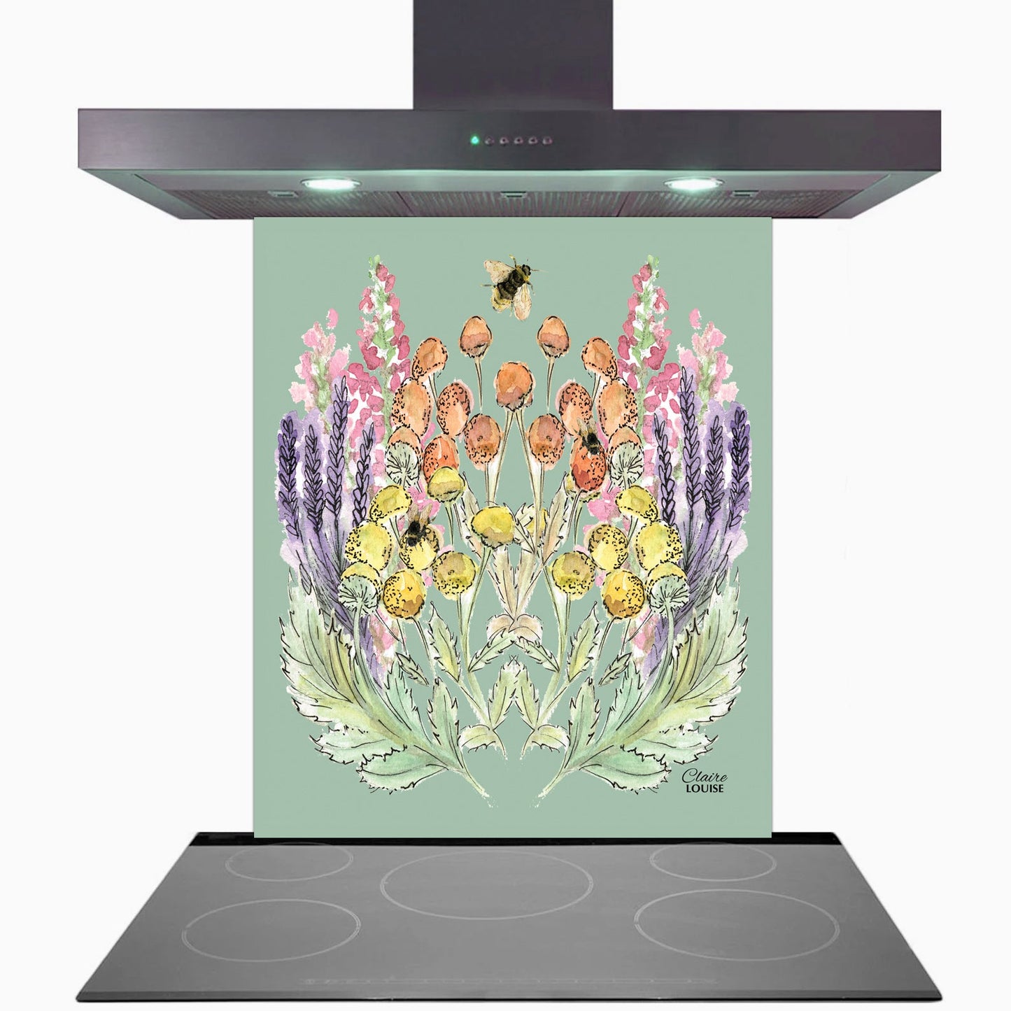 Sage Bloom Canvas Print Glass Kitchen Splashback