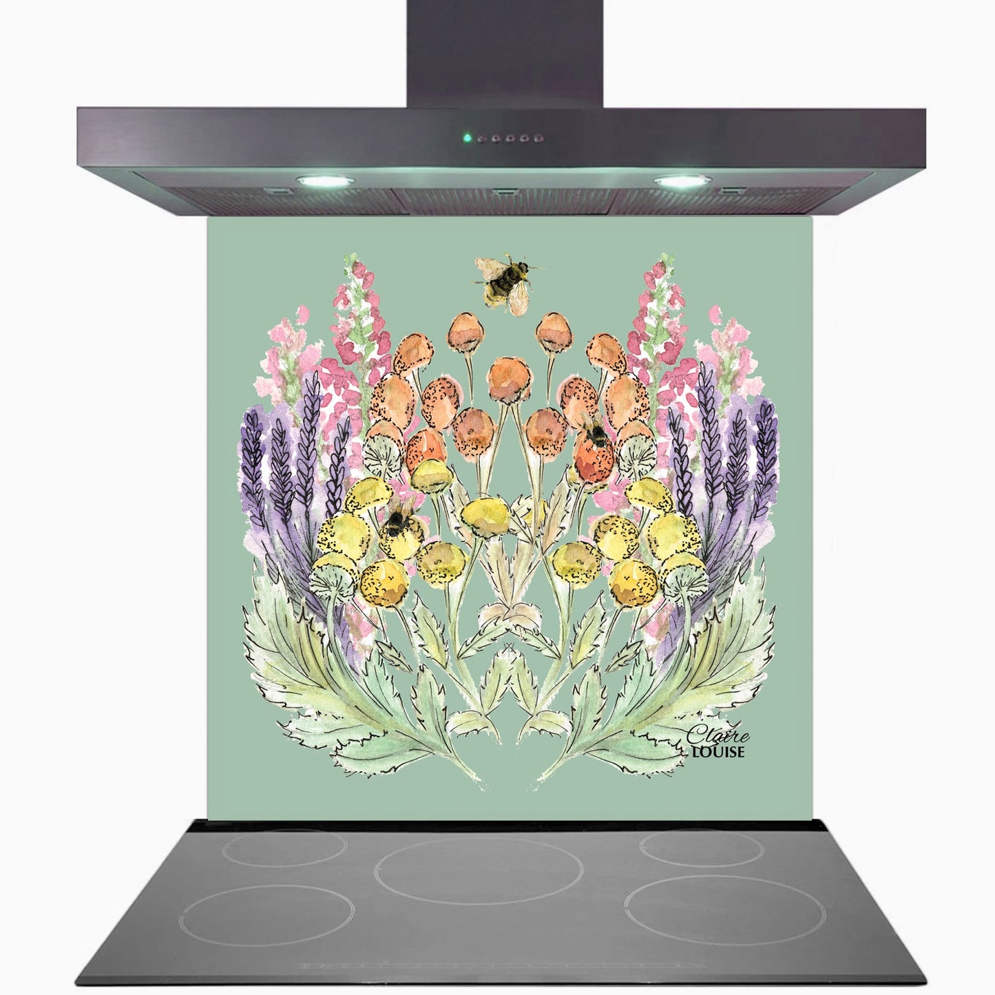 Sage Bloom Canvas Print Glass Kitchen Splashback