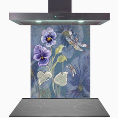 Powder Bloom Pansies Glass Kitchen Splashback