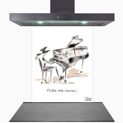 Tickle The Ivories Glass Kitchen Splashback