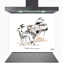 Tickle The Ivories Glass Kitchen Splashback