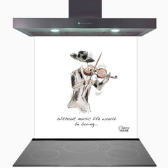 Without Music Life Would Be Boring Glass Kitchen Splashback