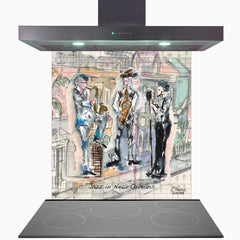 Jazz In New Orleans Glass Kitchen Splashback