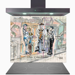 Jazz In New Orleans Glass Kitchen Splashback