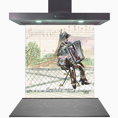 French Accordion Ambience Glass Kitchen Splashback