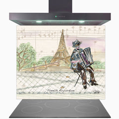 French Accordion Ambience Glass Kitchen Splashback