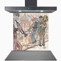 Play The Trumpets In Havana Glass Kitchen Splashback