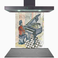 Tickle The Ivories In New York City Glass Kitchen Splashback