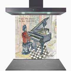 Tickle The Ivories In New York City Glass Kitchen Splashback