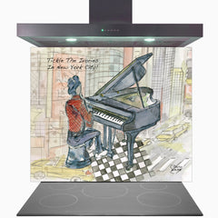 Tickle The Ivories In New York City Glass Kitchen Splashback