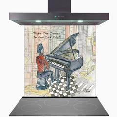 Tickle The Ivories In New York City Glass Kitchen Splashback