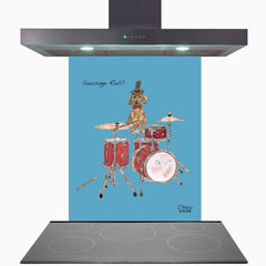 Drums Glass Kitchen Splashback