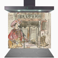 Country & Western In Texas Glass Kitchen Splashback