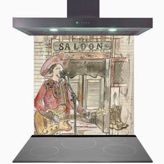 Country & Western In Texas Glass Kitchen Splashback