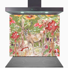 Whimsical Stag Glass Kitchen Splashback