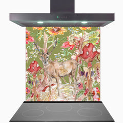 Whimsical Stag Glass Kitchen Splashback