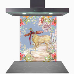 Whimsical Sheep Glass Kitchen Splashback