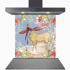 Whimsical Sheep Glass Kitchen Splashback