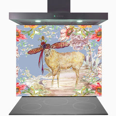 Whimsical Sheep Glass Kitchen Splashback