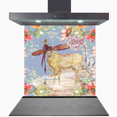 Whimsical Sheep Glass Kitchen Splashback