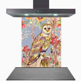 Whimsical Owl Glass Kitchen Splashback