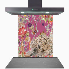 Whimsical Hedgehog Glass Kitchen Splashback