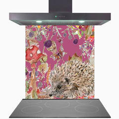 Whimsical Hedgehog Glass Kitchen Splashback