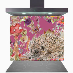 Whimsical Hedgehog Glass Kitchen Splashback