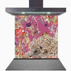 Whimsical Hedgehog Glass Kitchen Splashback