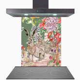 Whimsical Hare Glass Kitchen Splashback