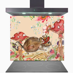 Whimsical Mouse Glass Kitchen Splashback