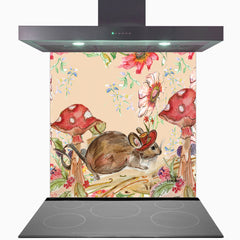 Whimsical Mouse Glass Kitchen Splashback