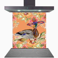 Whimsical Duck Glass Kitchen Splashback