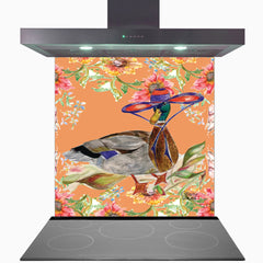 Whimsical Duck Glass Kitchen Splashback
