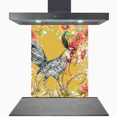Whimsical Chicken Glass Kitchen Splashback