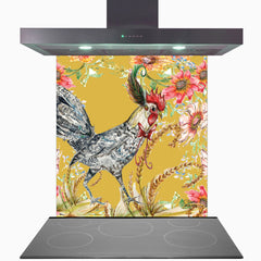 Whimsical Chicken Glass Kitchen Splashback