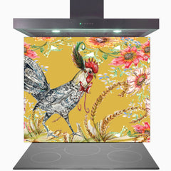 Whimsical Chicken Glass Kitchen Splashback