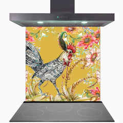 Whimsical Chicken Glass Kitchen Splashback