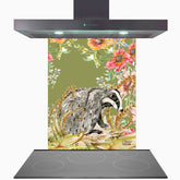 Whimsical Badger Glass Kitchen Splashback