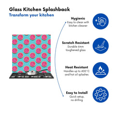 Fruity Pattern Of Pink Grapefruit Kitchen Splashback