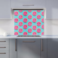 Fruity Pattern Of Pink Grapefruit Kitchen Splashback