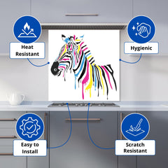 Multi Coloured Zebra Kitchen Splashback