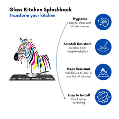 Multi Coloured Zebra Kitchen Splashback