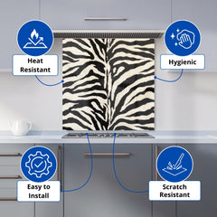 White Tiger Print Kitchen Splashback