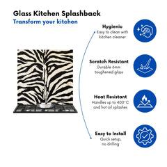 White Tiger Print Kitchen Splashback