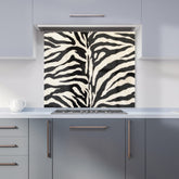 White Tiger Print Kitchen Splashback